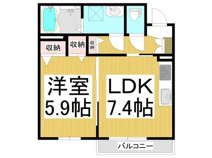 ノヴァーリス(1LDK/2階)の間取り写真
