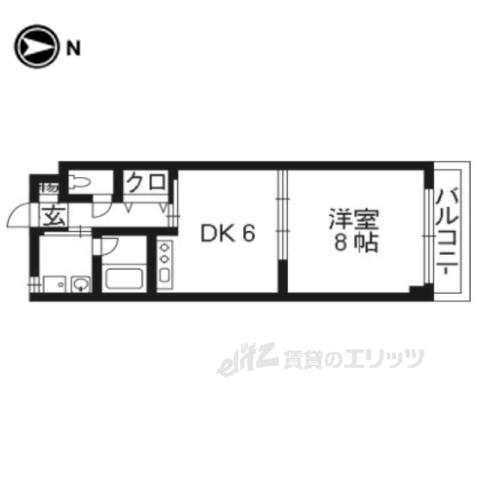 御所北エクセル三宅(1DK/5階)の間取り写真