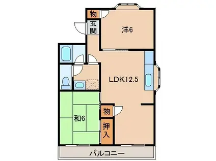 ヴィラ貴志川(2LDK/3階)の間取り写真