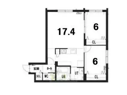 グランメール東札幌 5-5(2LDK/3階)の間取り写真