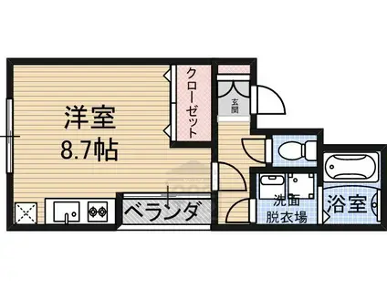 セントレア下中条(ワンルーム/1階)の間取り写真