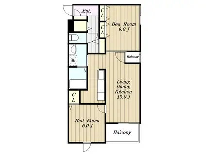 ベルコロレIII(2LDK/2階)の間取り写真