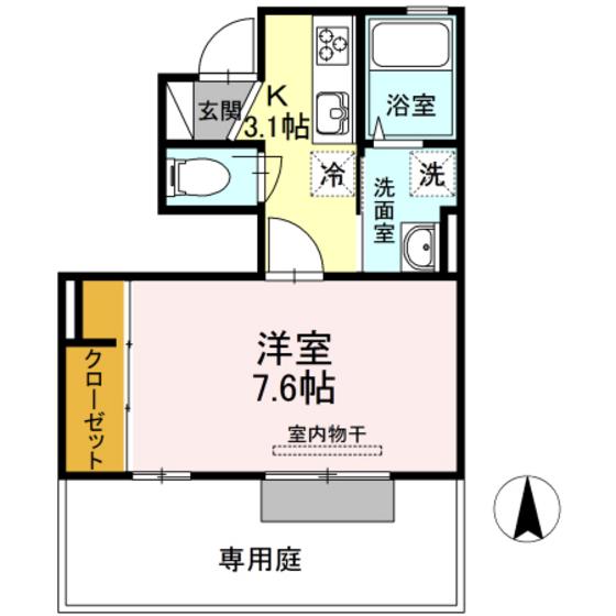 クレア メゾン(1K/1階)の間取り写真