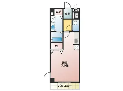 サンバティーク(1K/1階)の間取り写真