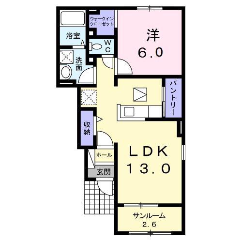 ラフィネ ユイット(1LDK/1階)の間取り写真
