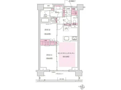 ディームス東陽町(2LDK/4階)の間取り写真