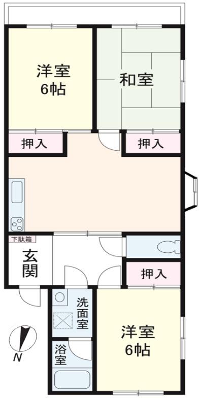 湯浅マンション(3LDK/2階)の間取り写真