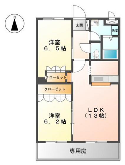 クレシア(2LDK/1階)の間取り写真