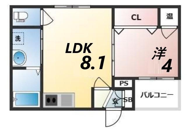 GRANDIR姫路京口(1LDK/2階)の間取り写真