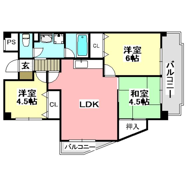 ピアタウン(3LDK/3階)の間取り写真