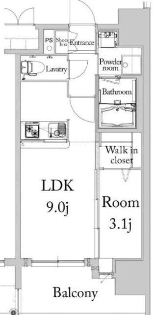 エンクレスト薬院大通(1LDK/15階)の間取り写真