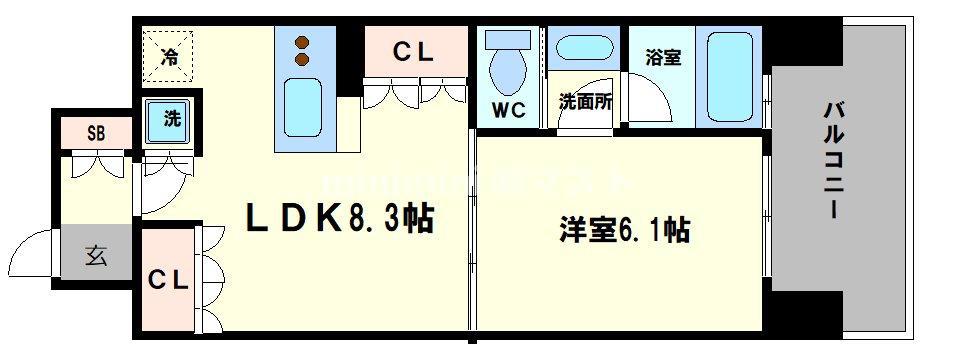 リーガルあみだ池新町(1DK/2階)の間取り写真