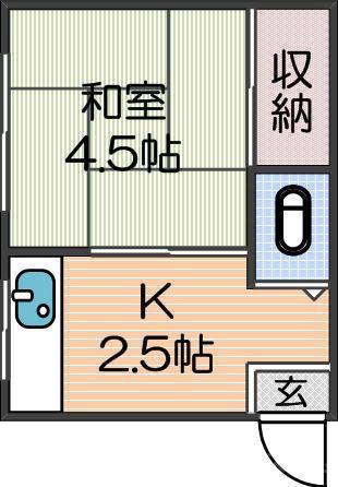 ハイツ葵(1K/2階)の間取り写真