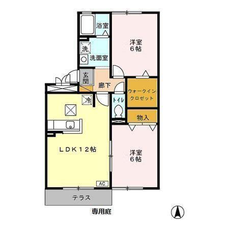 サンモール六実(2LDK/1階)の間取り写真