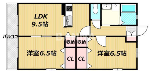 エアフォルクII(2LDK/2階)の間取り写真