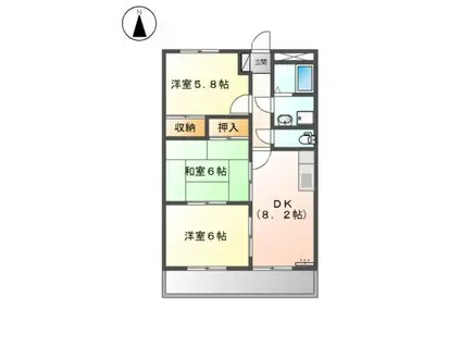 グランディール羽根(3DK/2階)の間取り写真