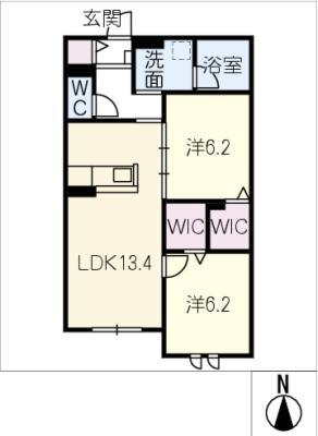 STELLA(2LDK/1階)の間取り写真
