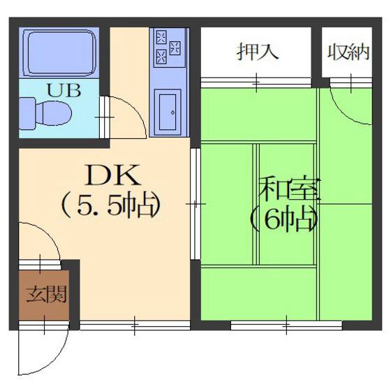 コーポミウラ(1DK/2階)の間取り写真
