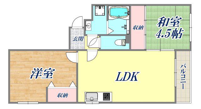 イーストハイツ(2LDK/1階)の間取り写真