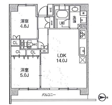HF大森町レジデンス(2LDK/2階)の間取り写真