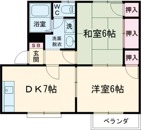メゾン藤本 周東町(2DK/2階)の間取り写真