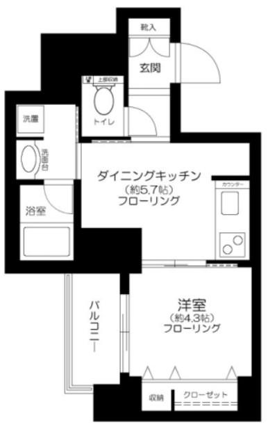 日神デュオステージ浅草松が谷(1DK/11階)の間取り写真
