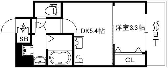 クレアドーレ京都二条(1DK/4階)の間取り写真
