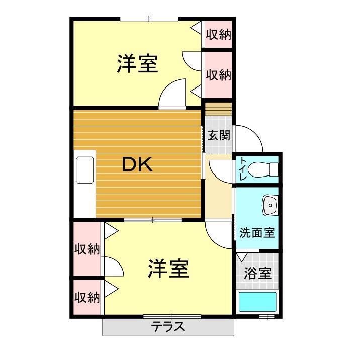 WELL F(2DK/1階)の間取り写真