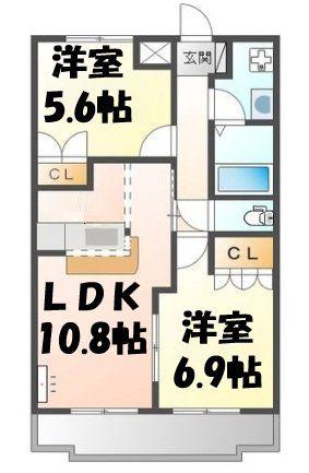 タペストリー(2LDK/2階)の間取り写真