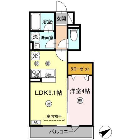 TORISIA川口(1LDK/1階)の間取り写真