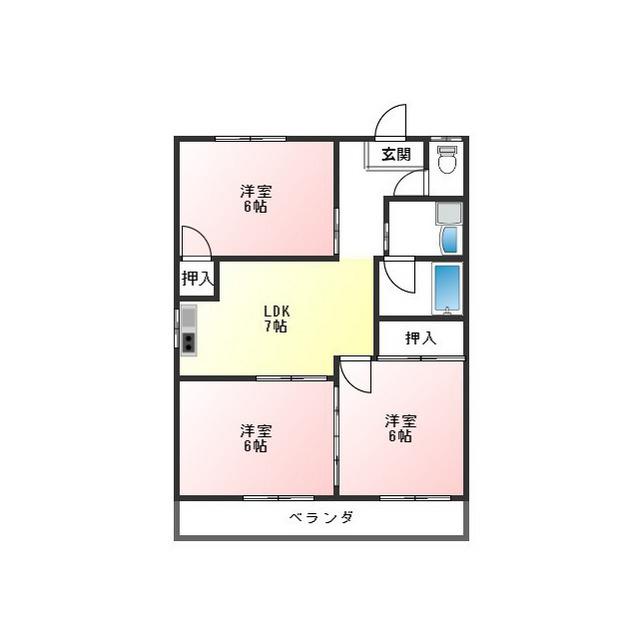 サンロード戸崎(3LDK/1階)の間取り写真
