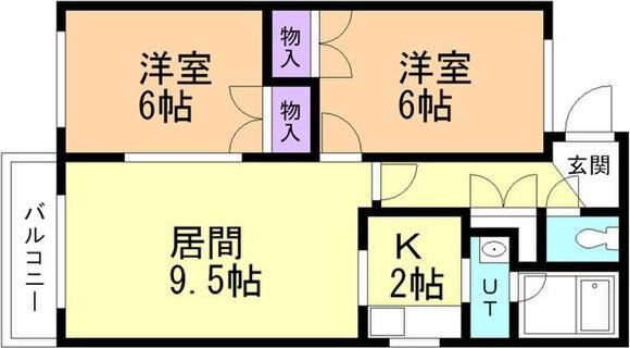 シャトー八軒(2LDK/3階)の間取り写真