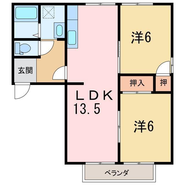 アーバンハイム(2LDK/1階)の間取り写真