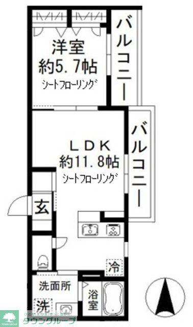 シグマハウス(1LDK/2階)の間取り写真
