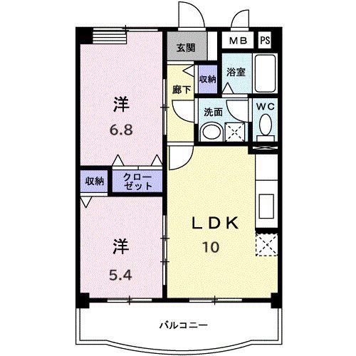 ヴェルドミールS(2LDK/4階)の間取り写真