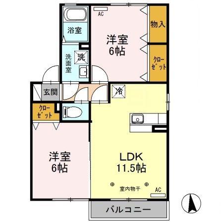 メルエムB(2LDK/2階)の間取り写真