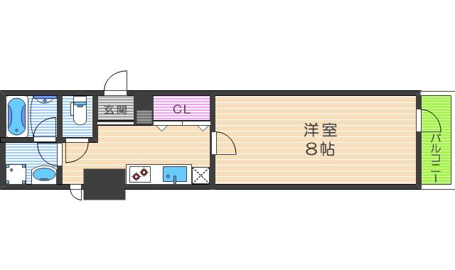 プランドール中之島(1K/10階)の間取り写真