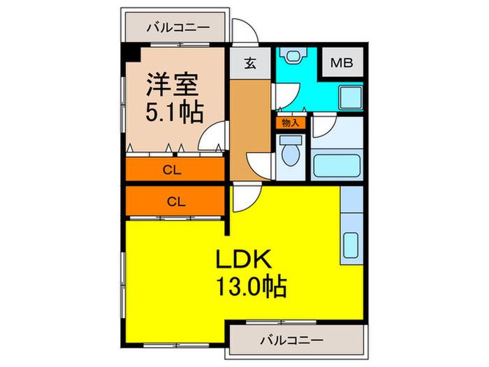 コルナス西館(1LDK/6階)の間取り写真