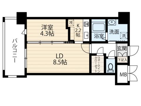 クレアベル(1LDK/12階)の間取り写真