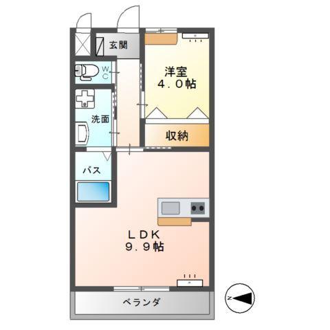 ＪＲ鹿島線 鹿島神宮駅 バス乗車時間：15分 最寄りバス停で下車 徒歩5分 2階建 築9年(1LDK/2階)の間取り写真