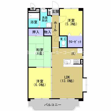 ベネッセ米野(3LDK/2階)の間取り写真