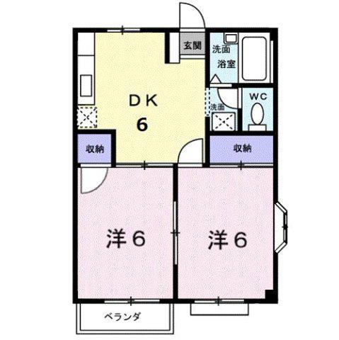 エルディムグリーン(2DK/2階)の間取り写真