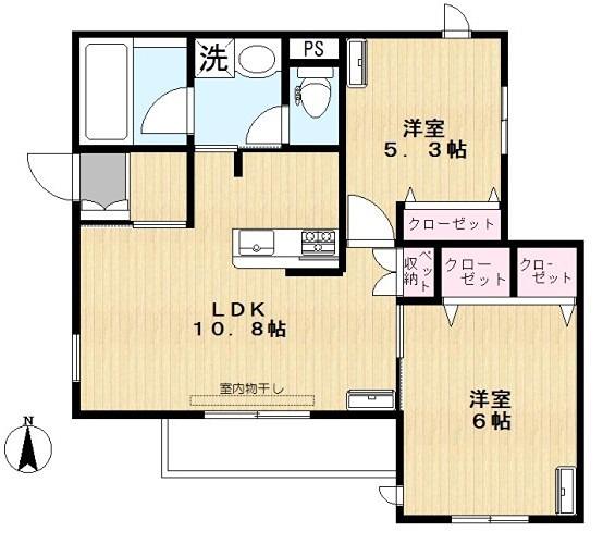 RICHE VERT(2LDK/2階)の間取り写真