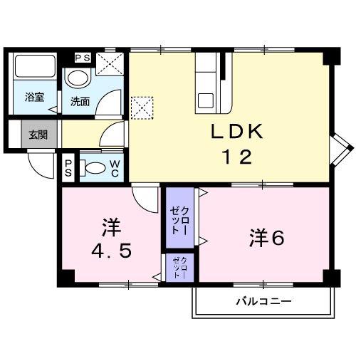 第3龍球園ハイツ(2LDK/2階)の間取り写真
