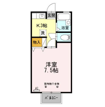 BELLAIR ANNEX(1K/1階)の間取り写真