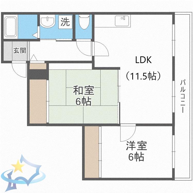 サンシャイン中島公園(2LDK/3階)の間取り写真