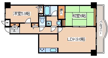 デメテル高取台(2LDK/5階)の間取り写真