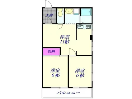 塚越ビル(2LDK/4階)の間取り写真
