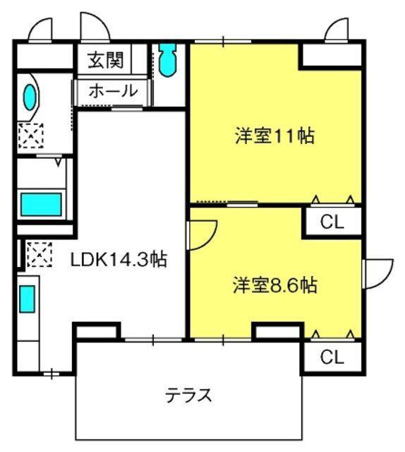 グリーン ガーデン(2LDK/1階)の間取り写真