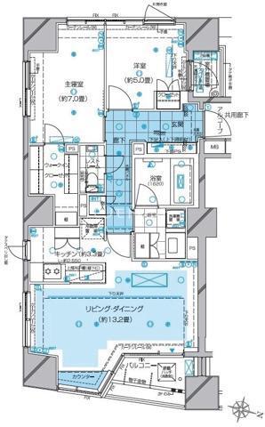 ピアース白金台(2LDK/12階)の間取り写真